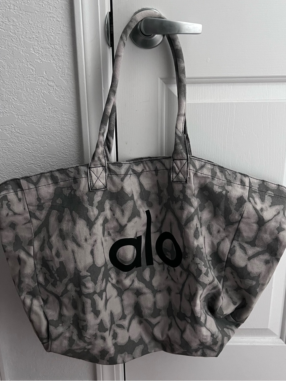 ALO Yoga Gray Tie-Dye Canvas Tote
